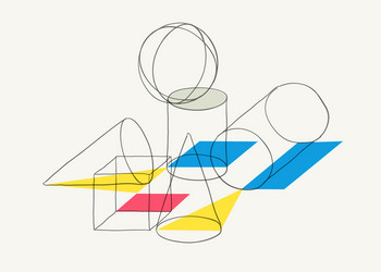 compositions wireframe solid shapes and color vector image