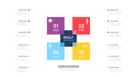 infographic venn diagram chart template4 steps vector image
