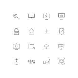 internet security linear thin icons set outlined vector image