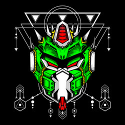 robot head with sacred geometry pattern vector image