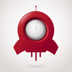 white power button with rocketrealistic style vector image