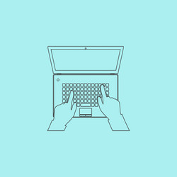 business hands on notebook computer keyboard vector image