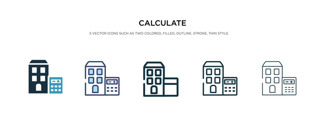 calculate icon in different style two colored vector image