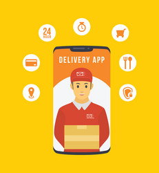 Delivery apps services with various icon list vector