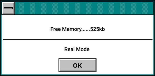 Interface of old school window showing free memory vector