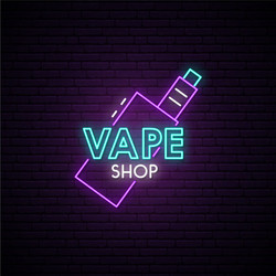 Neon Vape Shop Signboard Vector Image