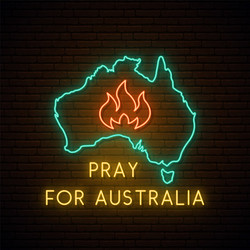 pray for australia neon sign burning vector