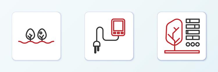 set line plant status and sensor icon vector image