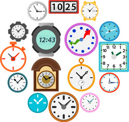 time and clock icons set simple style vector image