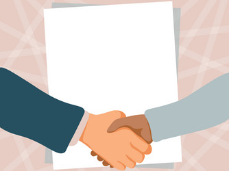 two men drawing with empty paper background shake vector image