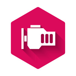 white check engine icon isolated with long shadow vector image