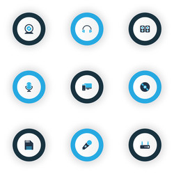 electronics icons colored set with cd web camera vector image