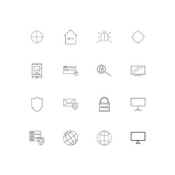 Internet security simple linear icons set vector