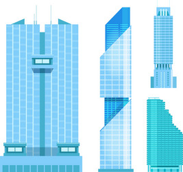 Modern skyscrapers icons set flat design vector