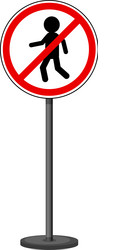 no pedestrian crossing sign with stand isolated vector