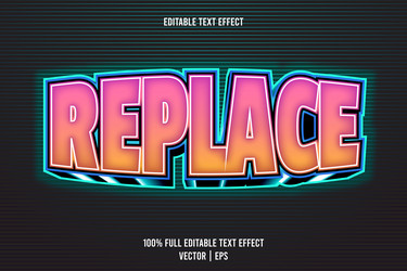 replace editable text effect 3 dimension emboss vector image