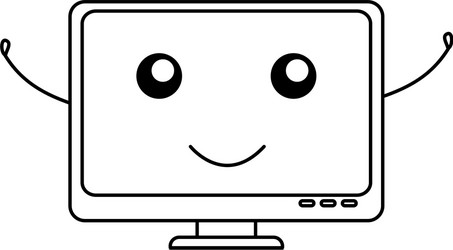 Computer display kawaii character vector