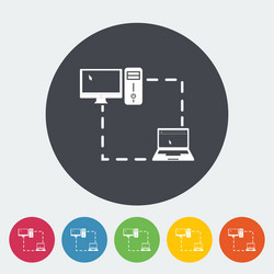 Computer sync single flat icon vector