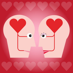 Couple with heart in head concept vector