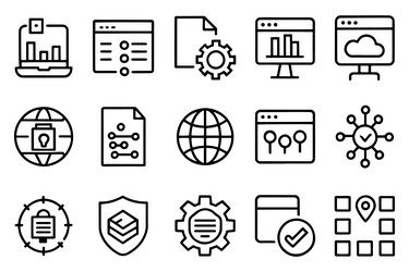 data analytics internet network security icon set vector image