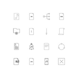 files and folders sign simple linear icons set vector image