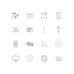 internet technologies linear thin icons set vector image