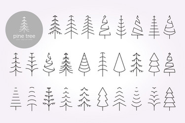 pine tree line art icon logo template bundle set vector image
