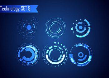 Set circle abstract digital technology ui vector