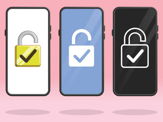 smartphone lock open check mark keyhole vector image