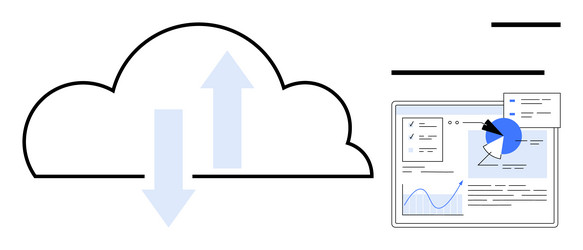 cloud data transfer with analytics dashboard vector image