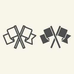 flags line and solid icon two waving crossed flag vector image