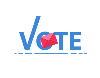 concept vote by mail icon red envelope with blue vector image