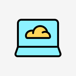 icon line color cloud system and laptop computer vector image