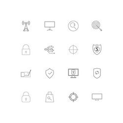 internet security linear thin icons set outlined vector image
