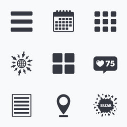list menu icons content view options vector image