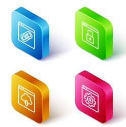 set isometric line browser window secure your vector image