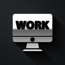silver computer monitor with text work icon vector image