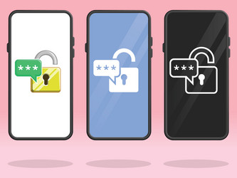 smartphone lock open password chat message vector image