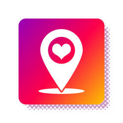 white map pointer with heart icon isolated vector image