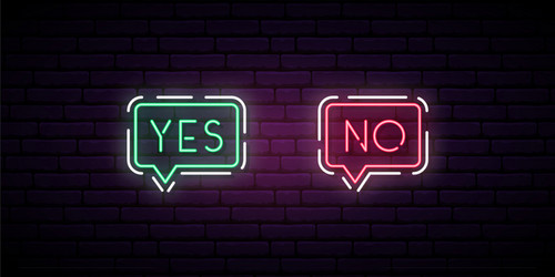 Yes no neon iscription light signboard bright vector