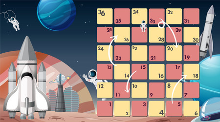 board game with space theme template vector