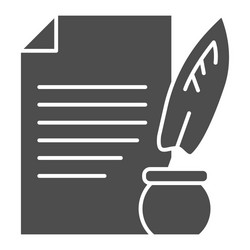 document and ink pen solid icon paper scroll vector image