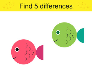 find 5 differences logic puzzle game for kids vector image