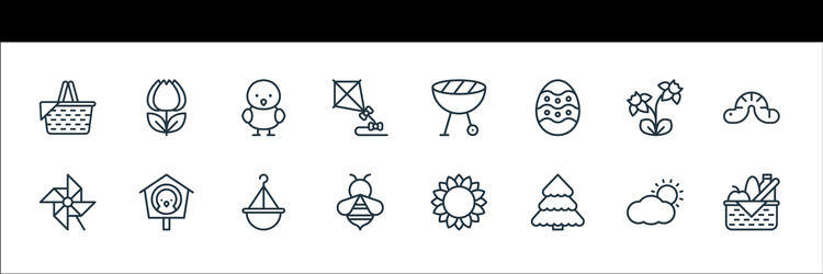 flat spring line icons linear set quality vector image