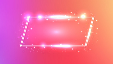 neon double quadrangle frame with shining effects vector image