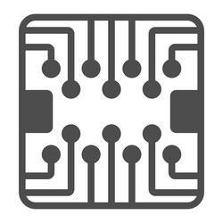 pcb layout square shape chip solid icon vector image
