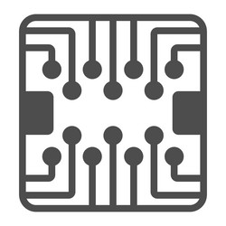 Pcb layout square shape chip solid icon vector