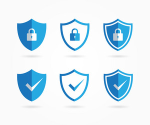 security shields icon with check mark and padlocks vector image