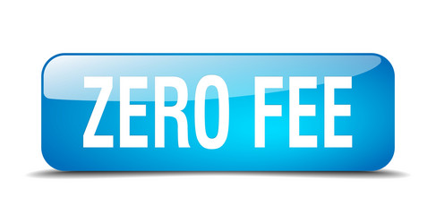 zero fee blue square 3d realistic isolated web vector image