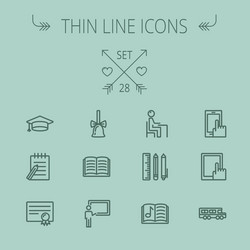 education thin line icon set vector